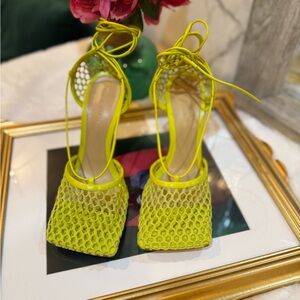 Lime Green Mesh Women's Heels